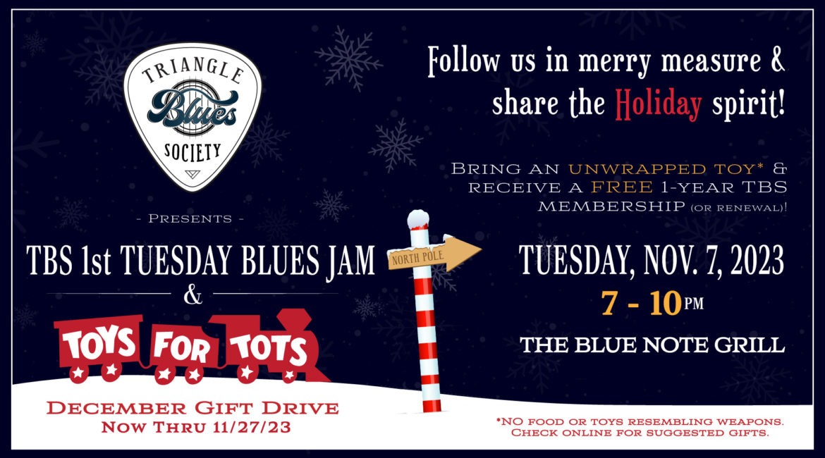 Join Us for Triangle Blues Society’s Toys for Tots Blues Jam